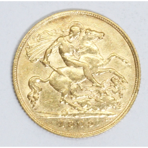 178 - Edward VII 1909 half sovereign, 10% buyer's premium (inclusive of VAT), normal online bidding fees a... 