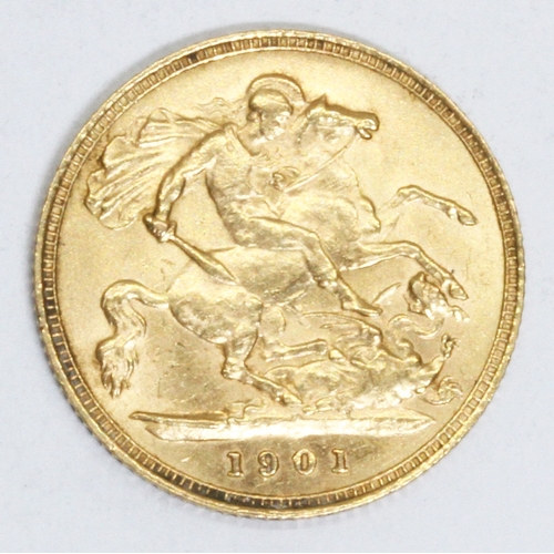 179 - Victoria 1901 half sovereign, 10% buyer's premium (inclusive of VAT), normal online bidding fees app... 