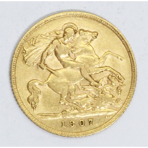 180 - Edward VII 1907 half sovereign, 10% buyer's premium (inclusive of VAT), normal online bidding fees a... 