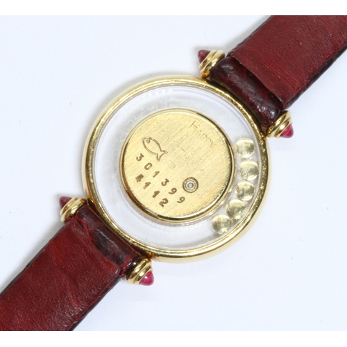 239 - CHOPARD, Happy Diamonds 18ct gold wristwatch, case diameter 21mm, with box and papers.