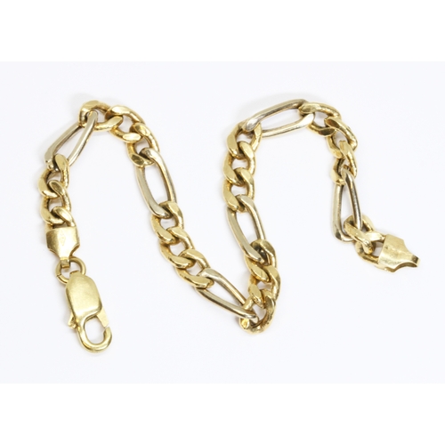 122 - A figaro bracelet, marked '750' with Italian control marks, length 20cm, weight 11.6g, 10% buyer's p... 