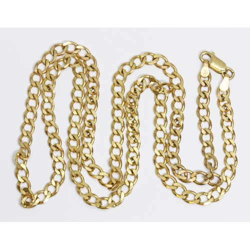124 - A 9ct gold flat curb chain, import marks, length 60cm, weight 15.7g, 10% buyer's premium (inclusive ... 
