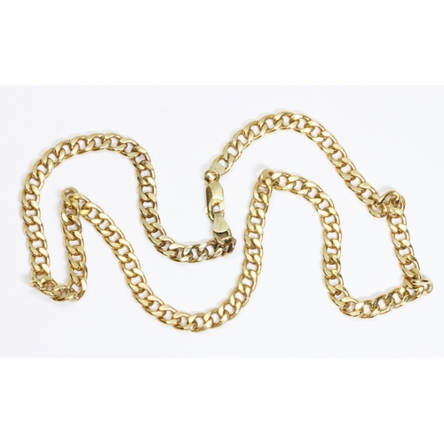 45 - A 9ct gold curb link chain, convention marks, length 44cm, weight 10.1g.