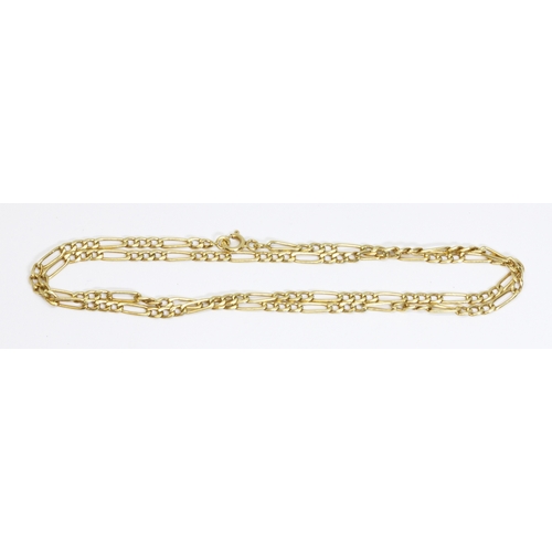 46 - A figaro chain with bolt ring clasp marked '750', length 50cm, weight 4.4g.