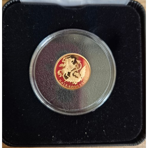 180G - A Harrington & Byrne 2020 St George & the Dragon Gold Proof Half Sovereign, in capsule & presentatio... 