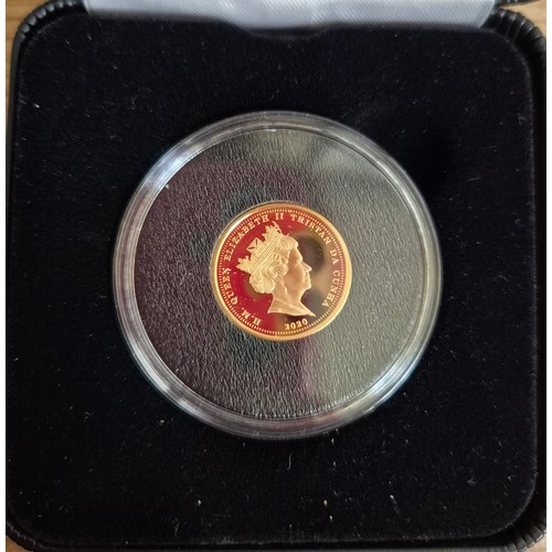 180G - A Harrington & Byrne 2020 St George & the Dragon Gold Proof Half Sovereign, in capsule & presentatio... 