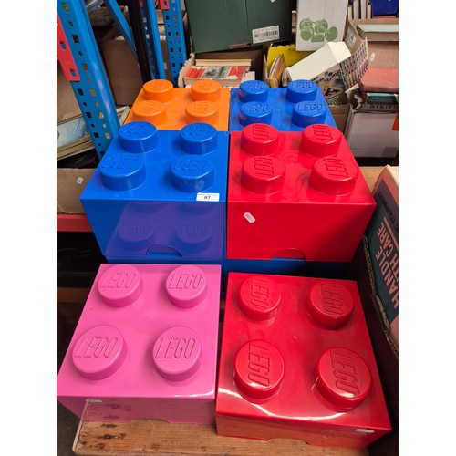 10 Lego cubes containing Lego bricks etc