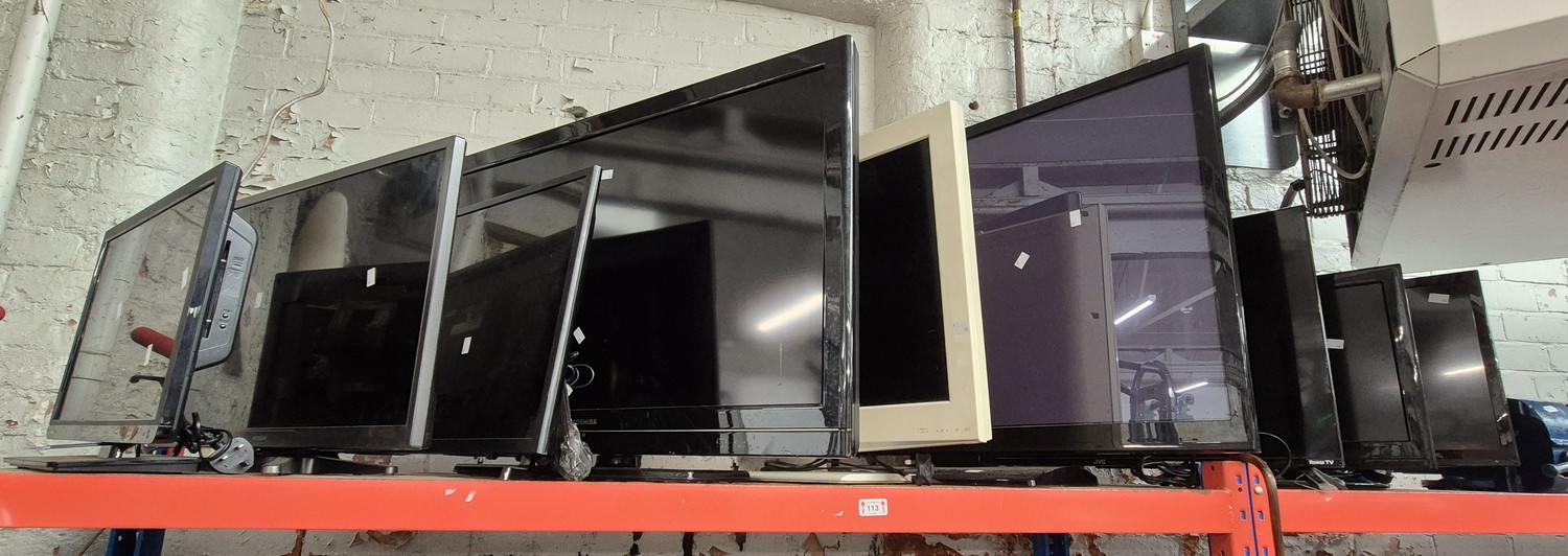 9 various tv sets (3 with remotes). Includes Samsung, Sharp, Toshiba ...