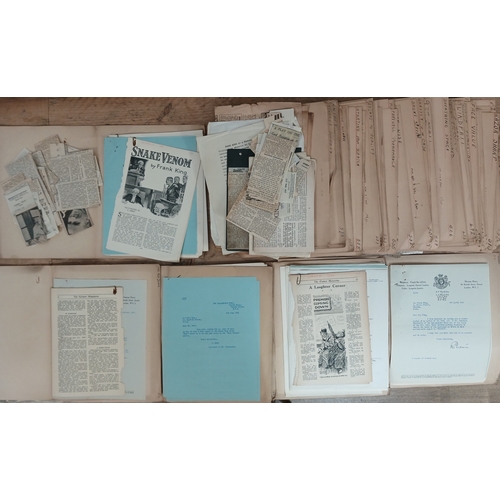 83 - Frank King, a quantity of newspaper clippings of published work, together with four mimeograph types... 