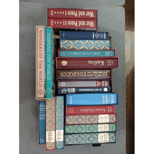 94 - A box of assorted Folio Society books, various authors.