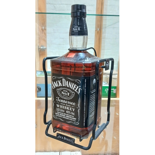191 - Jack Daniels Old No. 7 whisky, 3 litre bottle, sealed, with decanter swing frame.