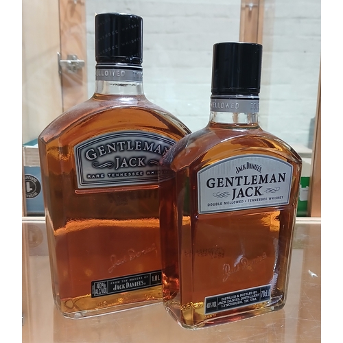 219 - Jack Daniels, Gentle Jack, two bottles, one 1 litre and one 700ml, sealed.