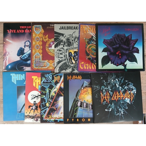 385 - Thin Lizzy/Def Leppard - ten assorted LPs.