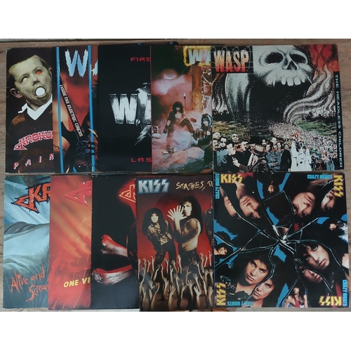 393 - Krokus/Wasp/Kiss - ten assorted LPs.
