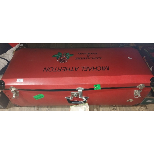 530 - A cricket coffin used by Michael Atherton Lancashire and England on tour to West Indies (baggage and... 