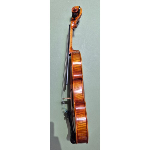 421 - A Chinese Stentor Arcadia student violin, together with bow signed 'Arnold Voigt' and hard case.