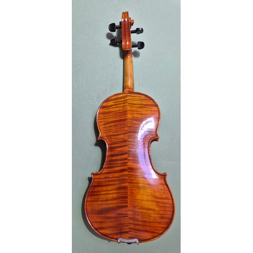 421 - A Chinese Stentor Arcadia student violin, together with bow signed 'Arnold Voigt' and hard case.