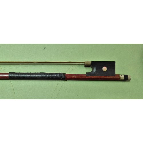 423 - An antique violin (AF) with hard case and bow.