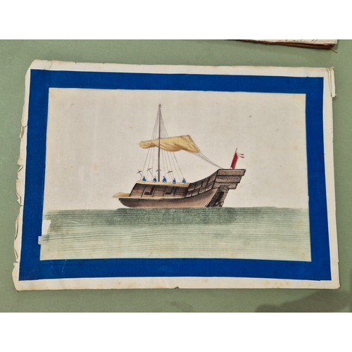 561 - A group of four Chinese pith paintings, 19th century, 17cm x 20cm each.