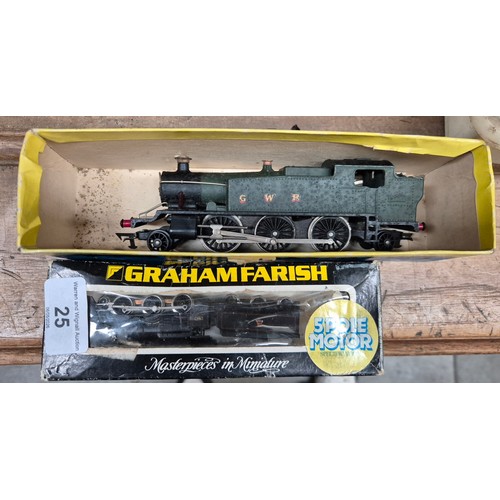 25 - 2 Graham Farish model trains - 2-6-2 00 gauge Prairie loco and a N gauge 1405 Hall class