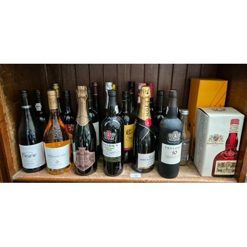 19 - Approx 25 bottles of alcohol including champagne, port, Grand Marnier, wines,vodka etc