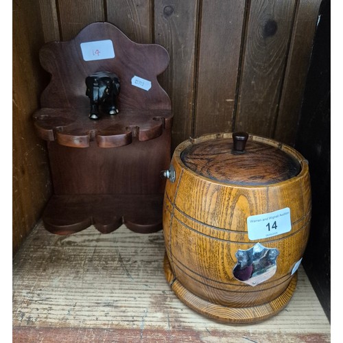14 - A biscuit barrel and a pipe stand