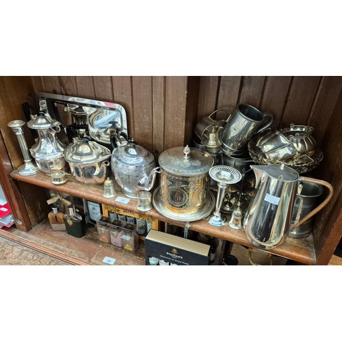 11 - A collection of plated wares including coffee pot, tea pot tray etc