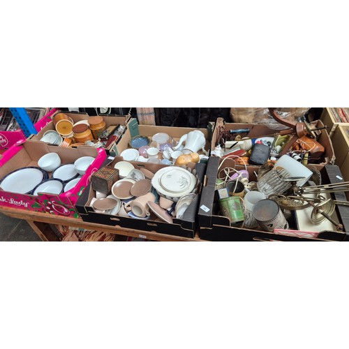 60 - A mixed lot to include pottery, ceiling light, old tins, Denby Baroque, Hornsea storage jars etc - 6... 