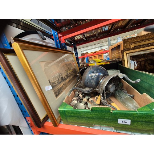 150 - A collection of various items to include vintage glass bottles, spirit kettle, Royal Coronaware pot,... 