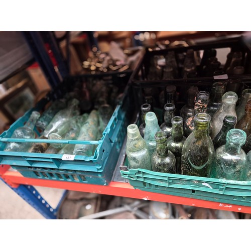 151 - 3 crates of vintage glass bottles