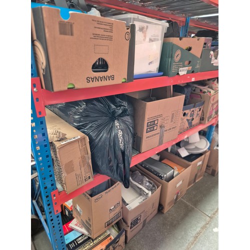 159 - 3 shelves of mixed items to include books, hair dryer, cosmetics, desk fan, haberdashery, mini sewin... 