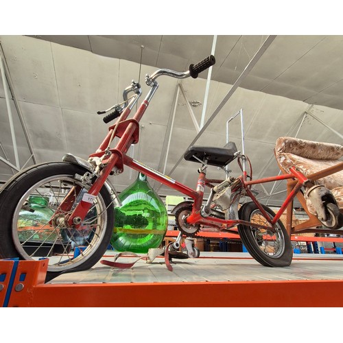 177 - A Jaybike Mark Five child's chopper style bike fitted with permanent rear stabilising wheels