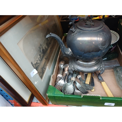 150 - A collection of various items to include vintage glass bottles, spirit kettle, Royal Coronaware pot,... 