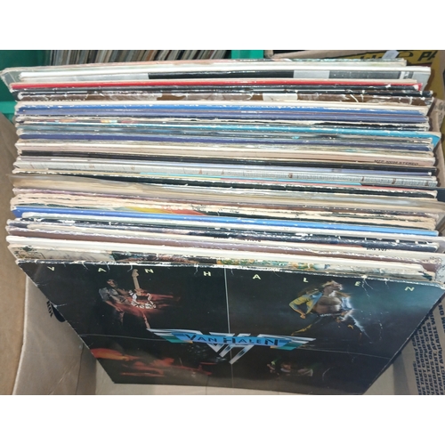 274 - A box of LPs, mixed genres, including Van Halen, Byrds, Pink Floyd, Gerry Rafferty, ELO, BTO, Moody ... 