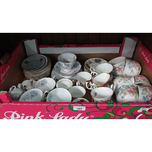365 - Box of various china tea ware