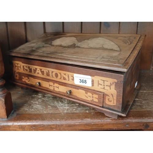 368 - Arts and Crafts marquetry stationary box