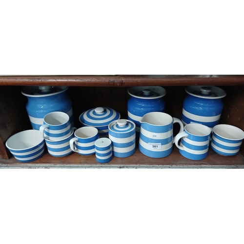 381 - Skelf of T G Green Cornishware kitchen pottery