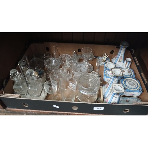 383 - Box with glassware and china