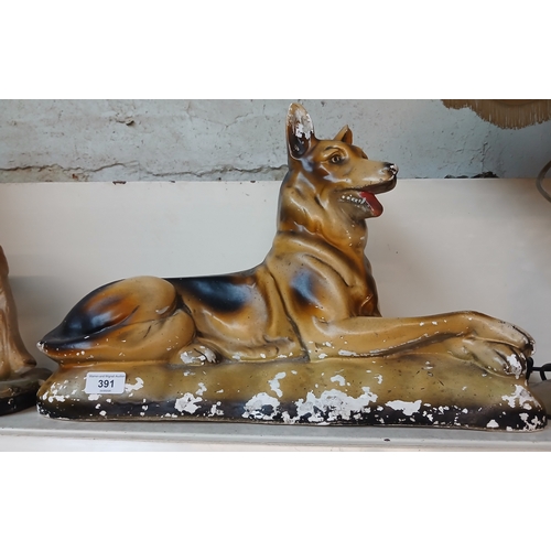 391 - An Art Deco plaster dog.