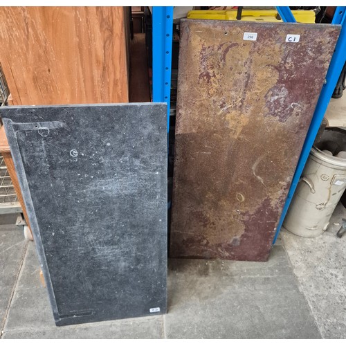 296 - 2 large rectangular pieces of slate. 430 x920 x 16mm ; 1060 x 460 x 16mm