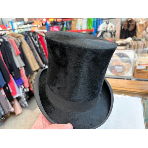 1 - A collection of 9 vintage hats to include bowlers, top hat, and ladies hats