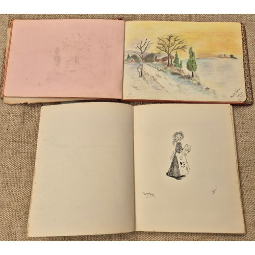 42 - Two early 20th century albums of original drawings etc.
