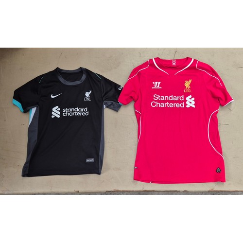 45 - A box of assorted football shirts, training tops & coats to include Manchester United, Blackburn Rov... 
