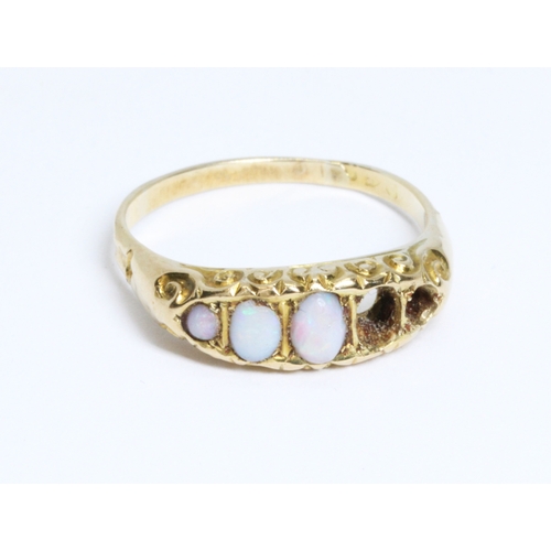 19 - An antique opal ring, indistinctly marked, gross weight 1.9g, size P.