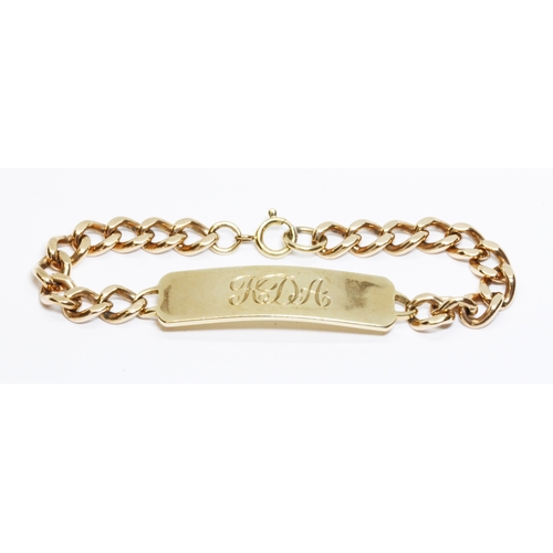 39 - A 9ct gold identity bracelet, hallmarked; sponsor rubbed, London 1975, weight 32.5g, length 20cm.