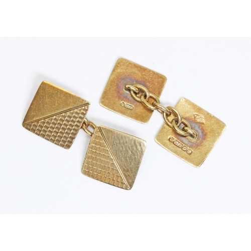 44 - A pair of 9ct gold cufflinks, hallmarked; sponsor 'OP', Birmingham 1930, weight 5.9g.