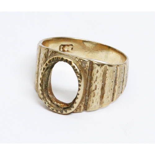 50 - A yellow metal ring, marks rubbed (possibly 9ct), weight 4g. Size L AF