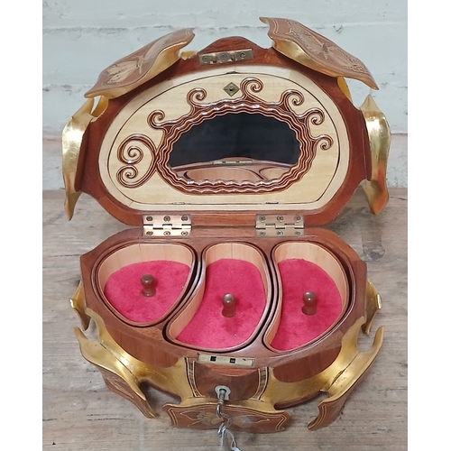 12 - John Southworth Prescott (b1939), untitled, jewellery casket, marquetry inlaid and gilt painted, hin... 