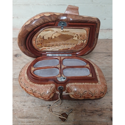 7 - John Southworth Prescott (b1939), untitled, jewellery casket, marquetry inlaid mixed wood, hinged op... 