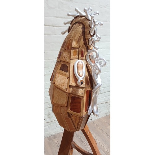 56 - John Southworth Prescott (b1939), untitled, jewellery cabinet on stand, marquetry inlaid mixed wood ... 